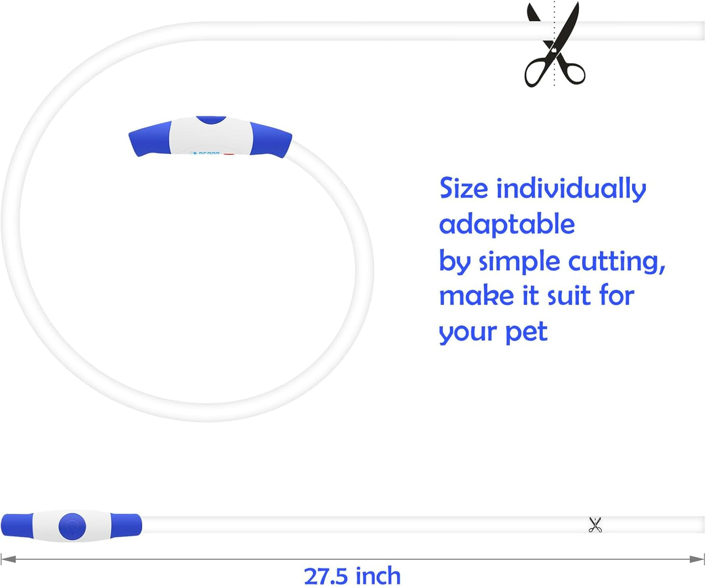 Light up Dog Collar, USB Rechargeable Flash Dog Necklace Light, Pet Safety Collar Makes Your Beloved Dogs Be Seen at Night for Small Medium Large Dogs
